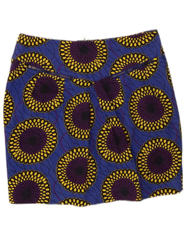 Damska mini spódnica ołówkowa Oasis UK 14 Medium W30 Niebieska bawełniana w kwiaty