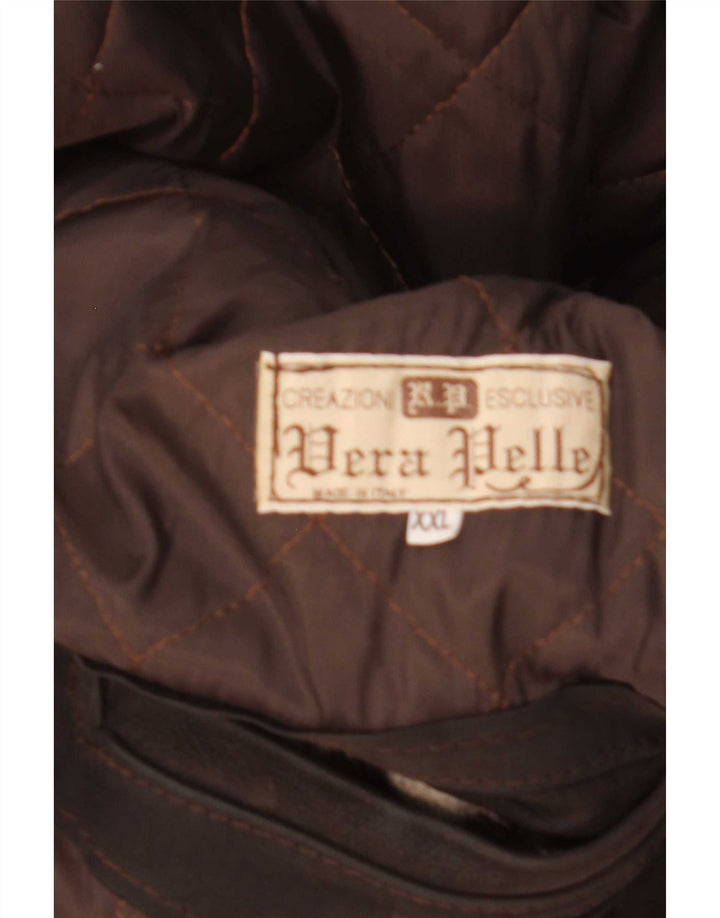 Vintage męska kurtka skórzana UK 44 2XL brązowa