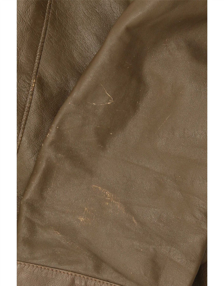 Vintage męska kurtka skórzana UK 38, średnia skóra khaki