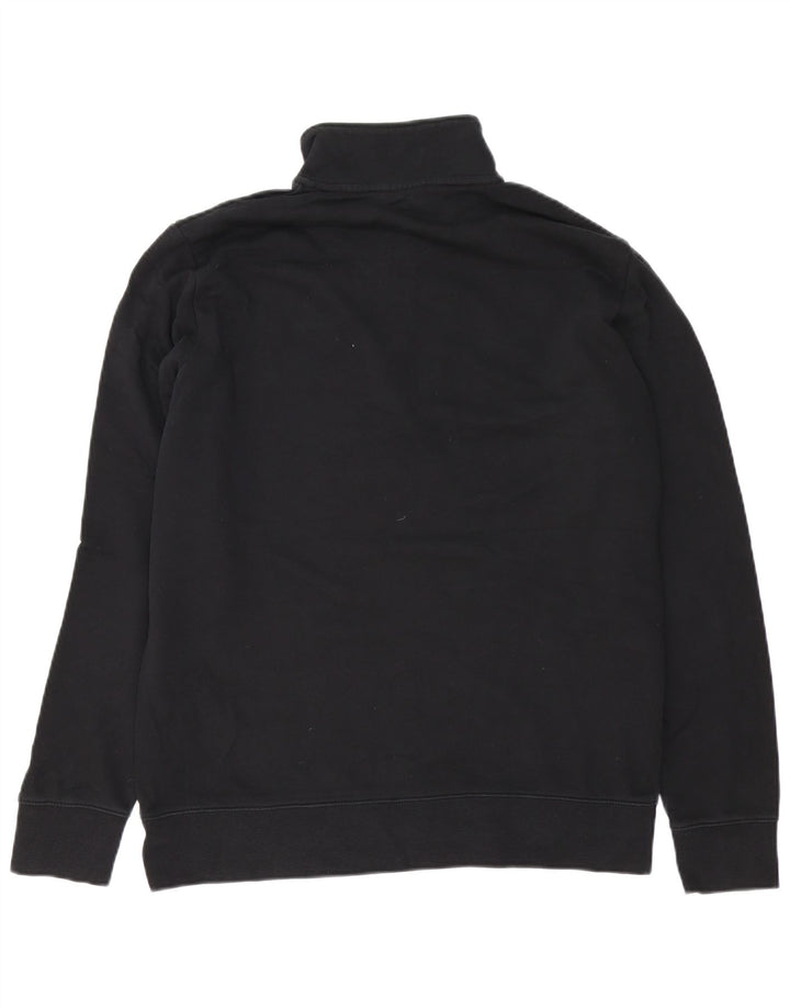 Marks & Spencer Męski sweter z zamkiem 1/4, duży, czarny, bawełniany