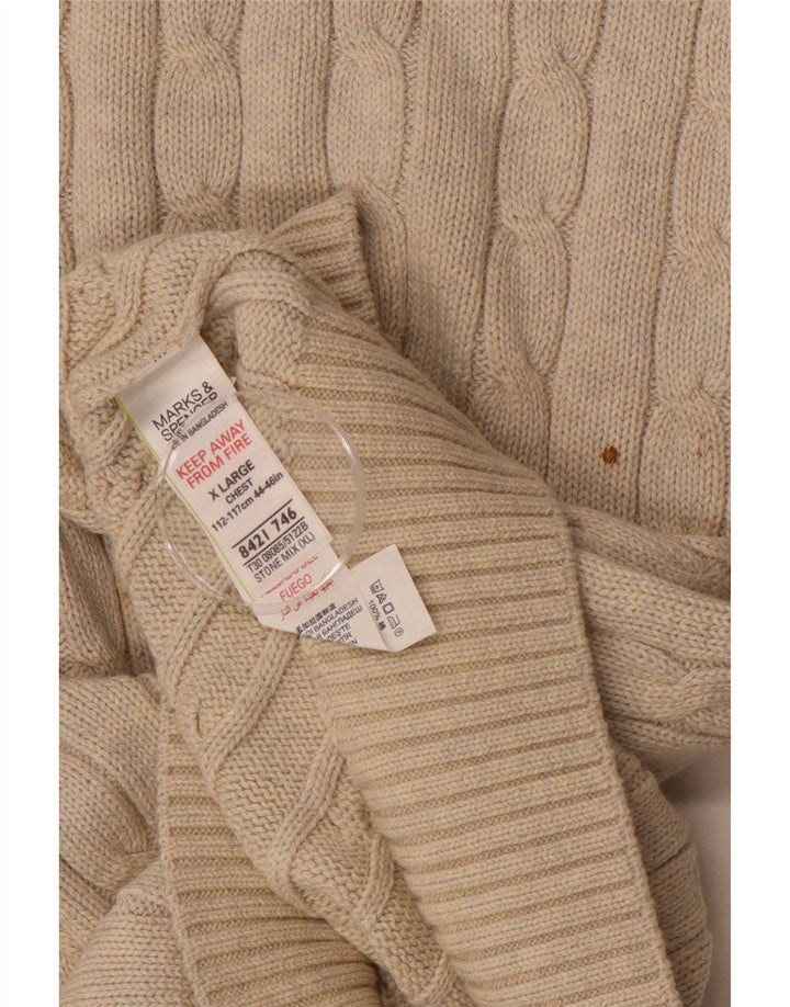 Marks & Spencer Męski sweter z okrągłym dekoltem XL, beżowy