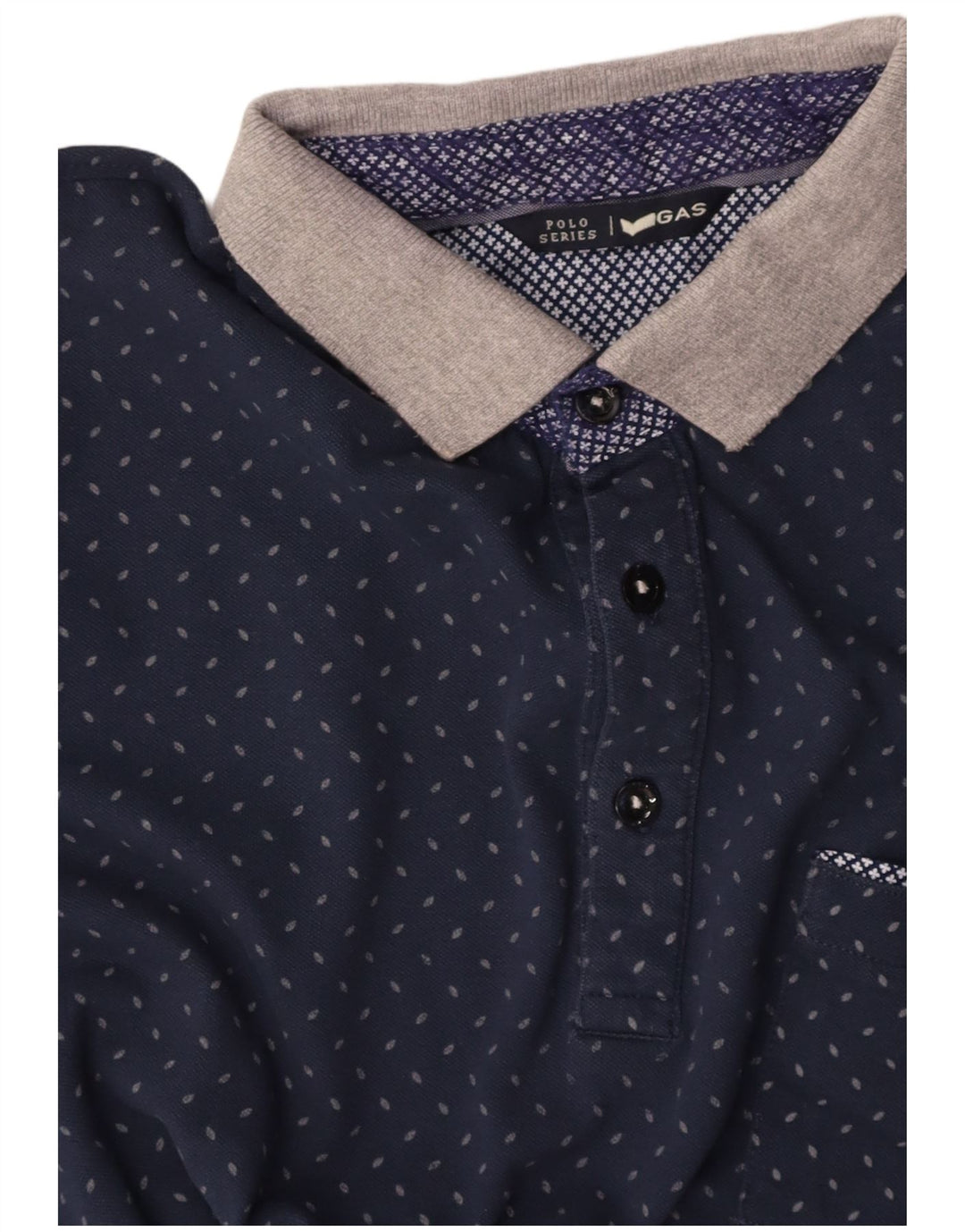 GAS Mens Polo Shirt Small Navy Blue Spotted