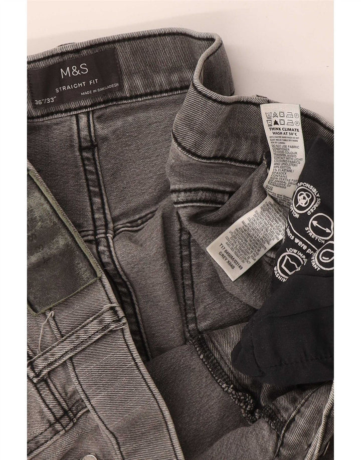 Marks & Spencer Męskie proste dżinsy W36 L33 Szara bawełna