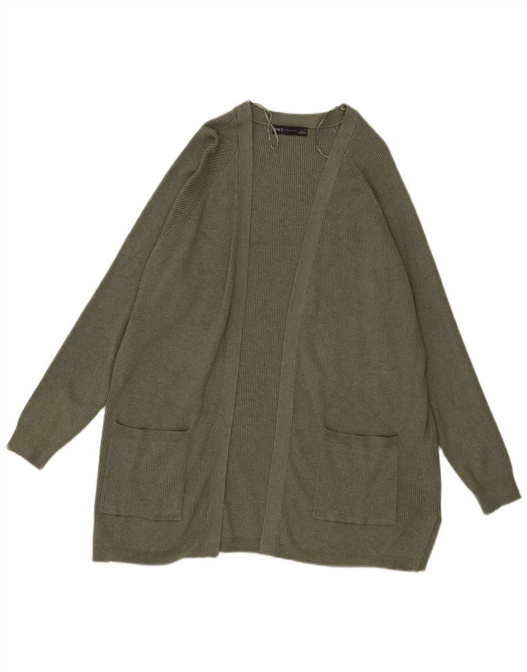 Marks & Spencer Damski sweter oversize z otwartym kardiganem, UK 16, duży, khaki