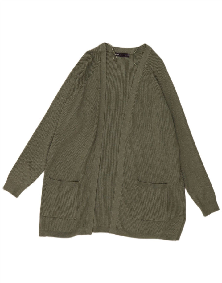 Marks & Spencer Damski sweter oversize z otwartym kardiganem, UK 16, duży, khaki