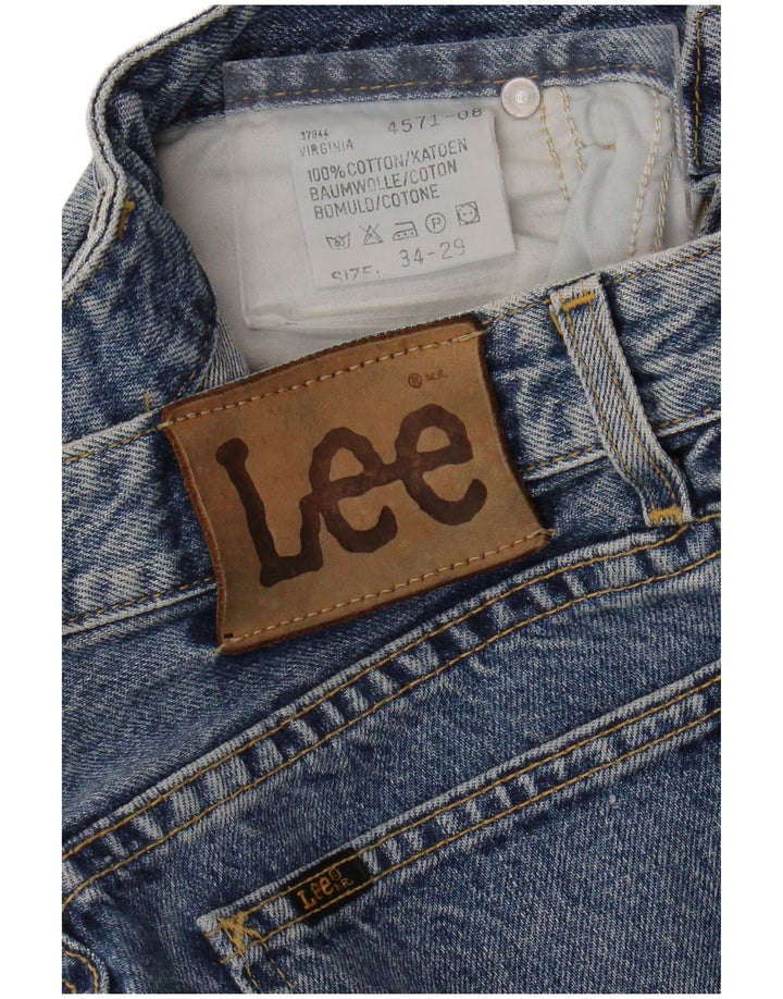 Damskie dżinsy z wysokim stanem LEE W34 L29, niebieska bawełna