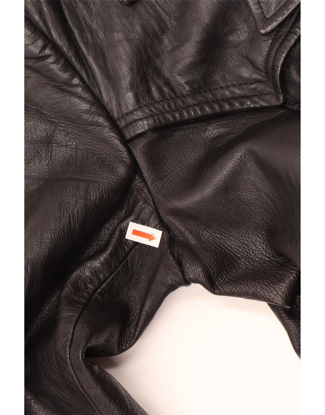 Damski płaszcz skórzany VINTAGE UK 12, średnia czarna skóra