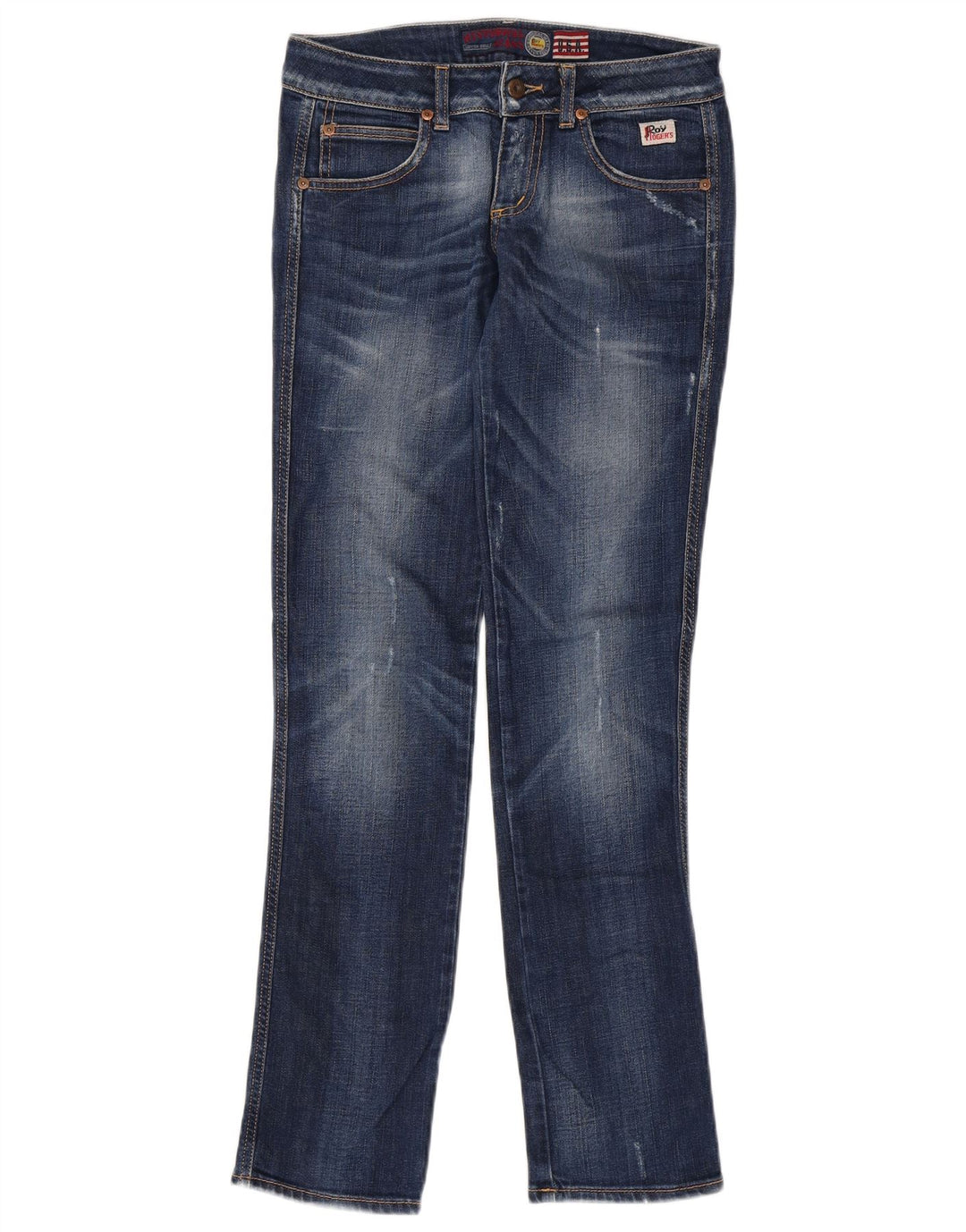 ROY ROGERS Damskie jeansy typu slim w trudnej sytuacji W27 L33 Niebieskie bawełniane