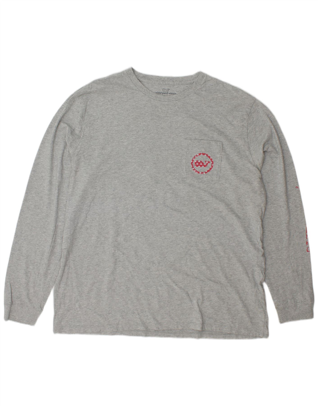 Męski top graficzny VINEYARD VINES z długim rękawem, XL, szary, bawełniany