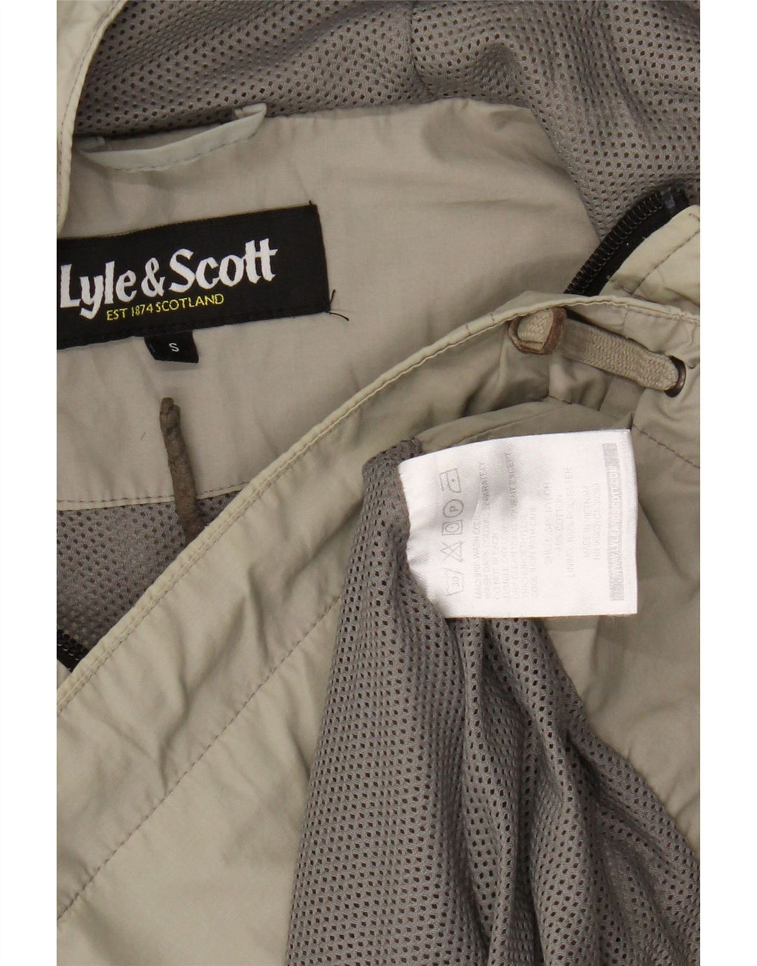 Męska kurtka przeciwdeszczowa z kapturem Lyle & Scott UK 36 Small Beige Nylon