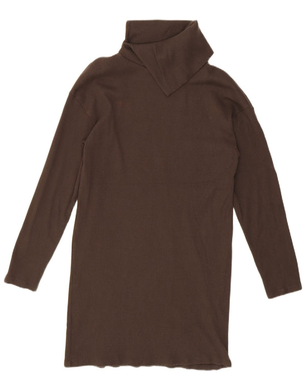 Damska sukienka sweterkowa z długim rękawem Zara UK 14, duża, brązowa bawełna