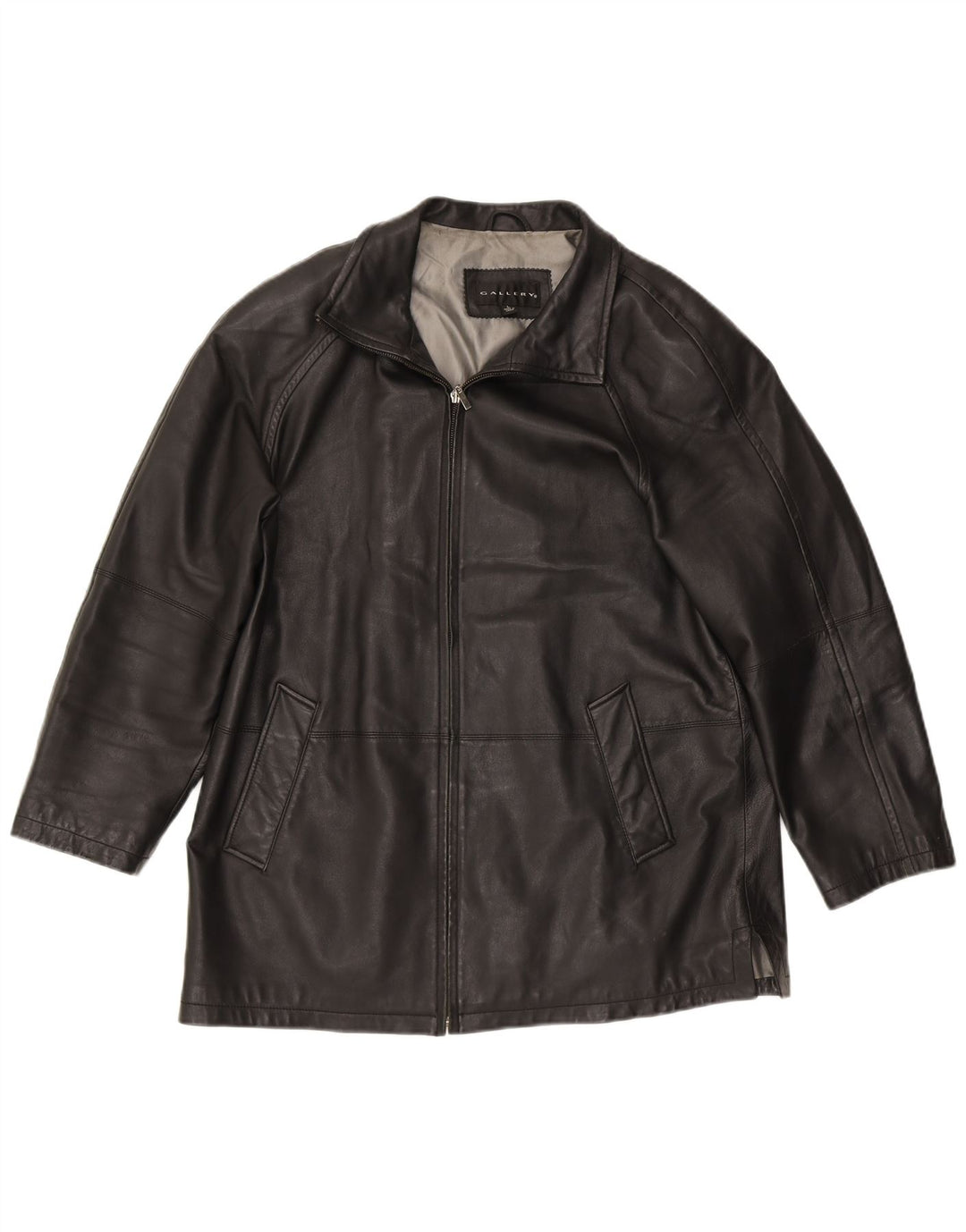 GALLERY Womens Leather Jacket UK 16 Large Black Leather