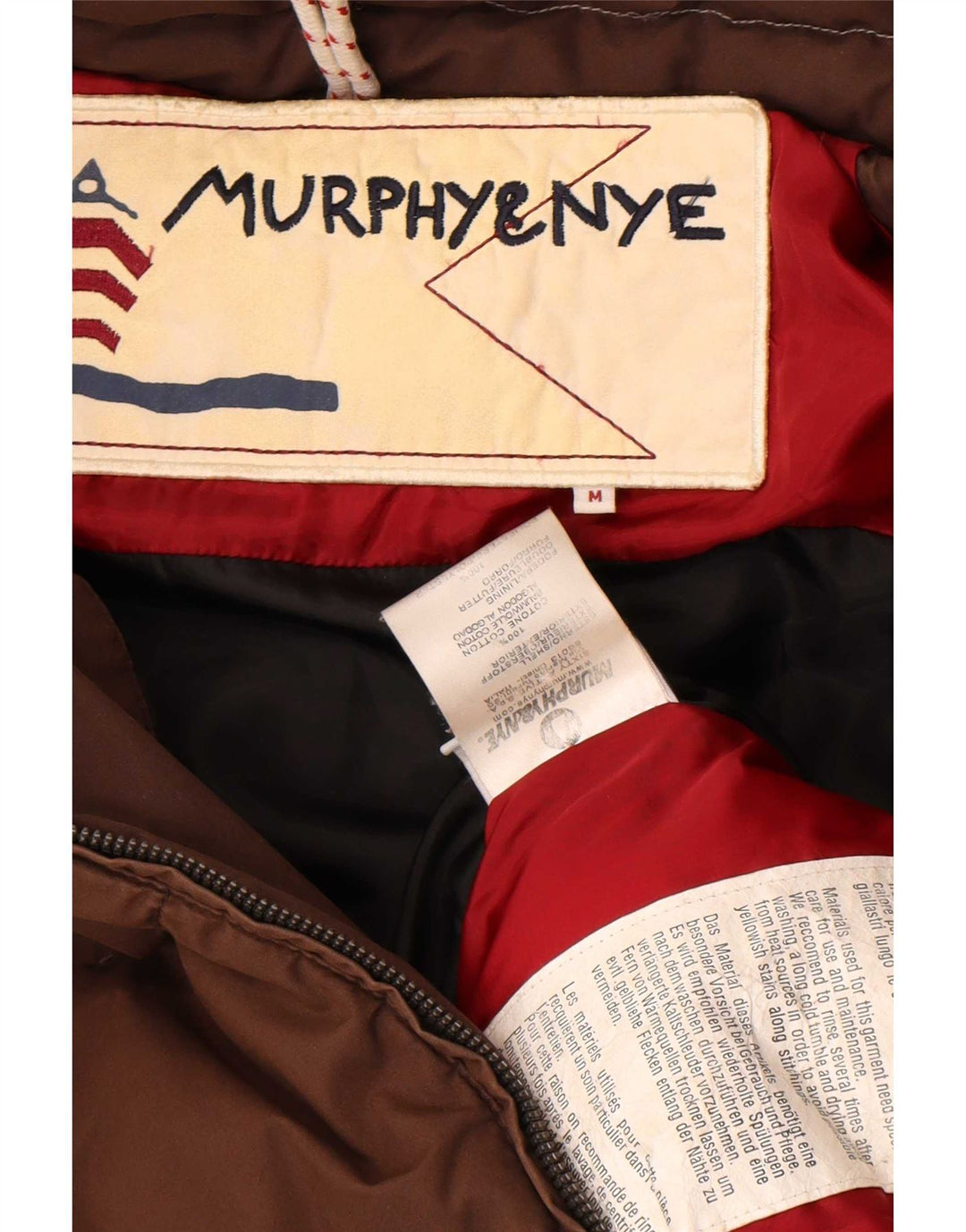 Damska ocieplana kurtka z kapturem Murphy & Nye UK 14, średnia brązowa bawełna