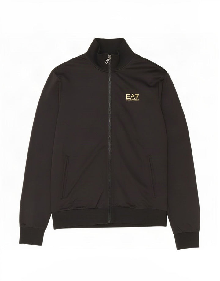 Męska kurtka dresowa Emporio Armani z grafiką, mała, czarna, poliestrowa