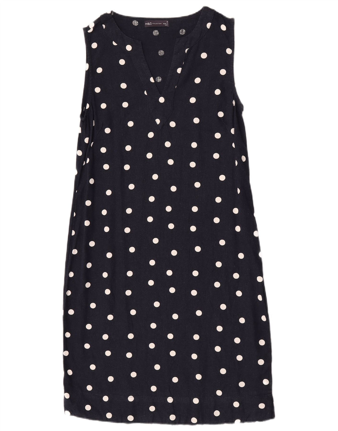 Marks & Spencer Damska sukienka typu shift UK 8, mała, granatowa w kropki