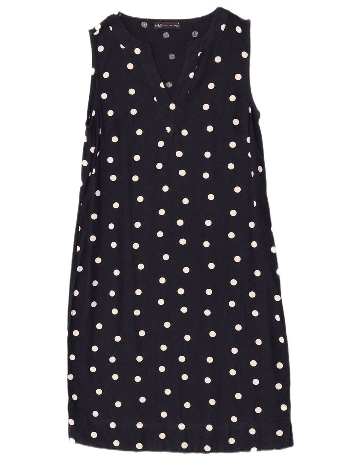 Marks & Spencer Damska sukienka typu shift UK 8, mała, granatowa w kropki