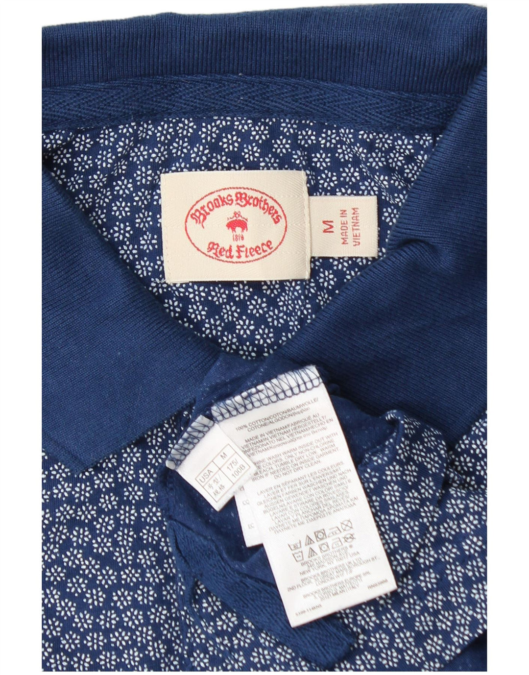 Męska koszulka polo Brooks Brothers, średnia niebieska, bawełniana w kwiaty