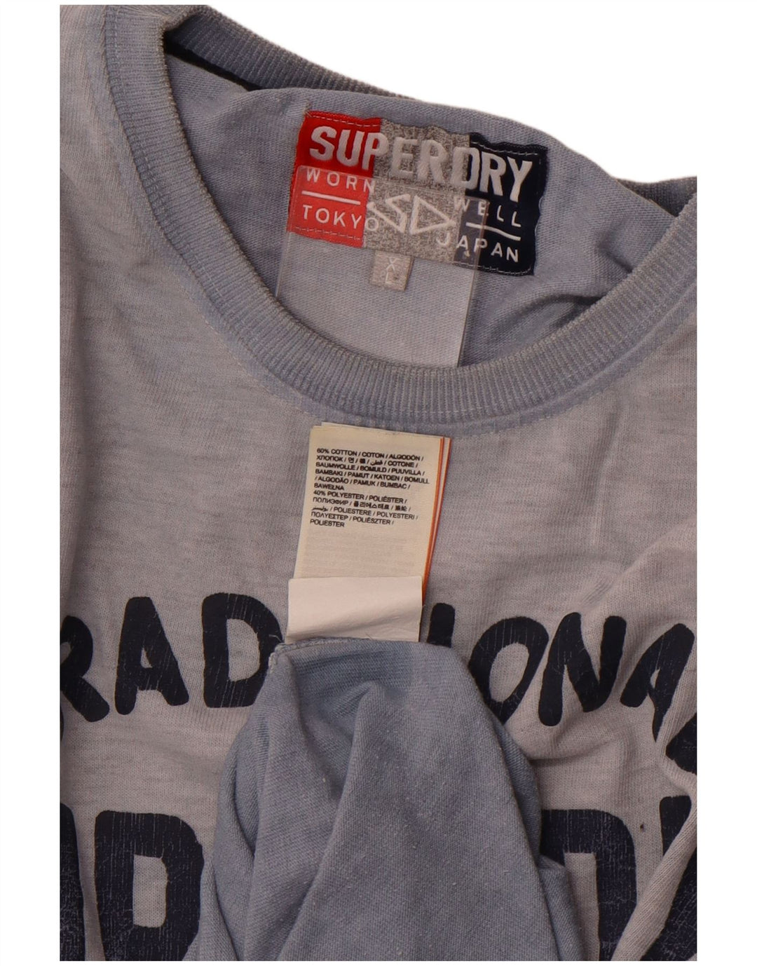 Męski T-shirt z grafiką Superdry, bawełniany top XL, niebieski Tie Dye