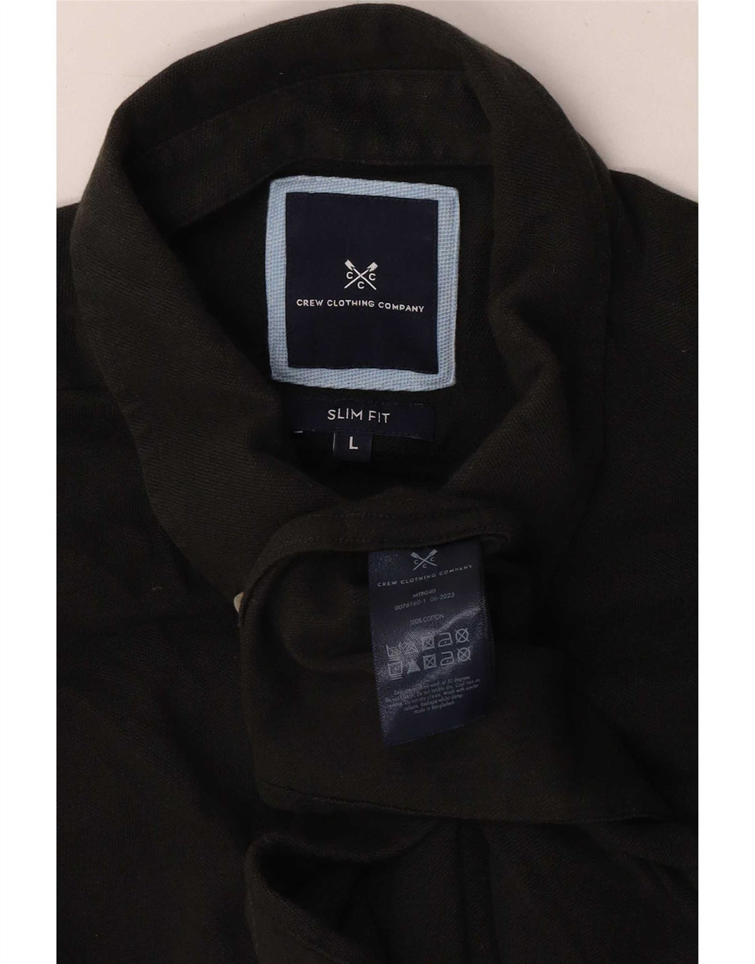 Crew Clothing Męska koszula slim fit, duża, czarna, bawełniana