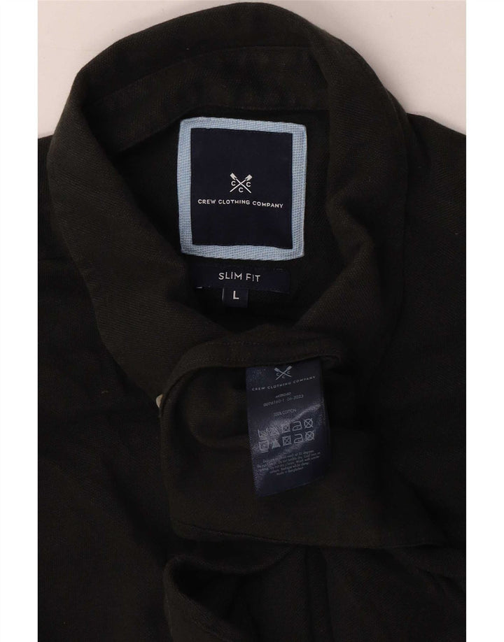 Crew Clothing Męska koszula slim fit, duża, czarna, bawełniana