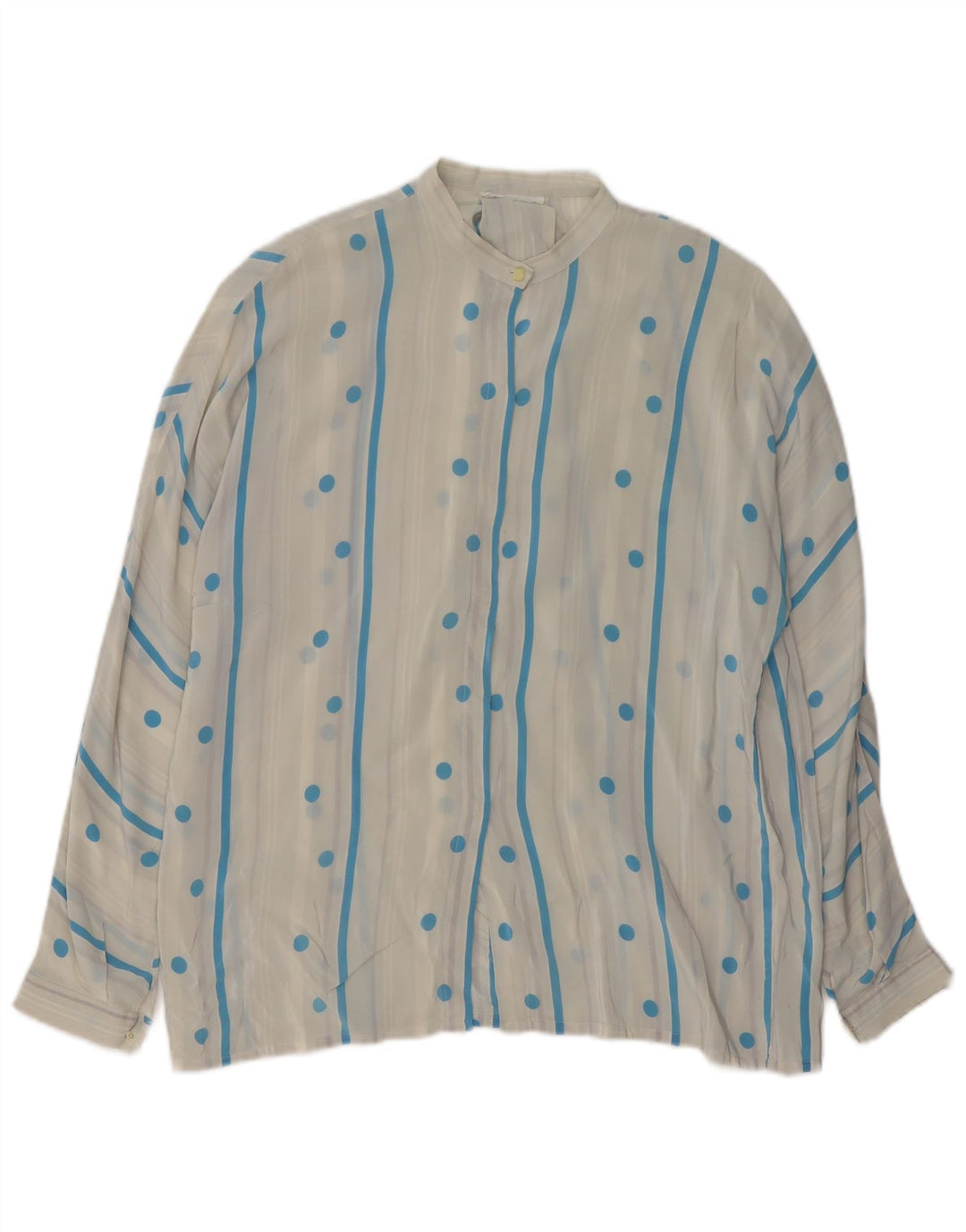 Damska bluzka koszulowa w stylu vintage UK 16, duża, biała w kropki