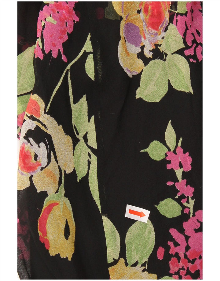 SUPERIOR Damska sukienka na ramiączkach IT 44 Średni czarny jedwab w kwiaty