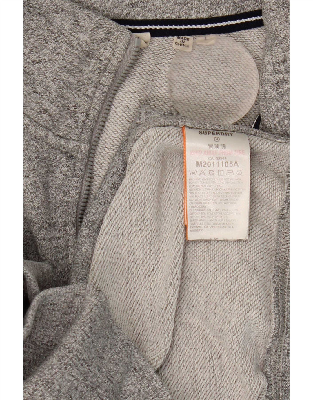 Męski sweter z zamkiem błyskawicznym Superdry, duży, szary, bawełniany