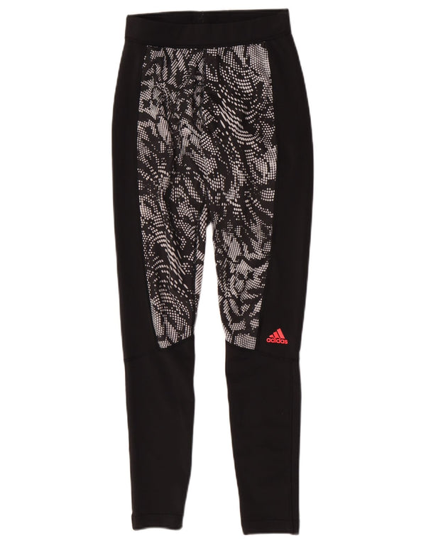 Damskie legginsy Adidas Climalite UK 4/6 XS Czarny poliester z nadrukiem zwierzęcym