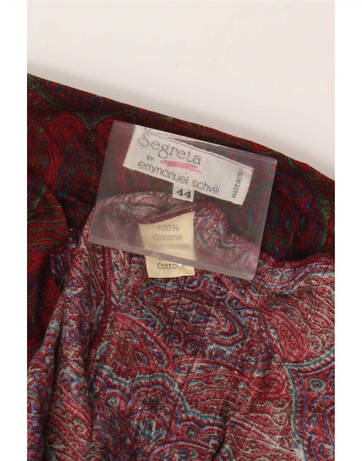 Rozkloszowana spódnica damska Emmanuel Schvili IT 44 Medium W38 Burgundowa Paisley