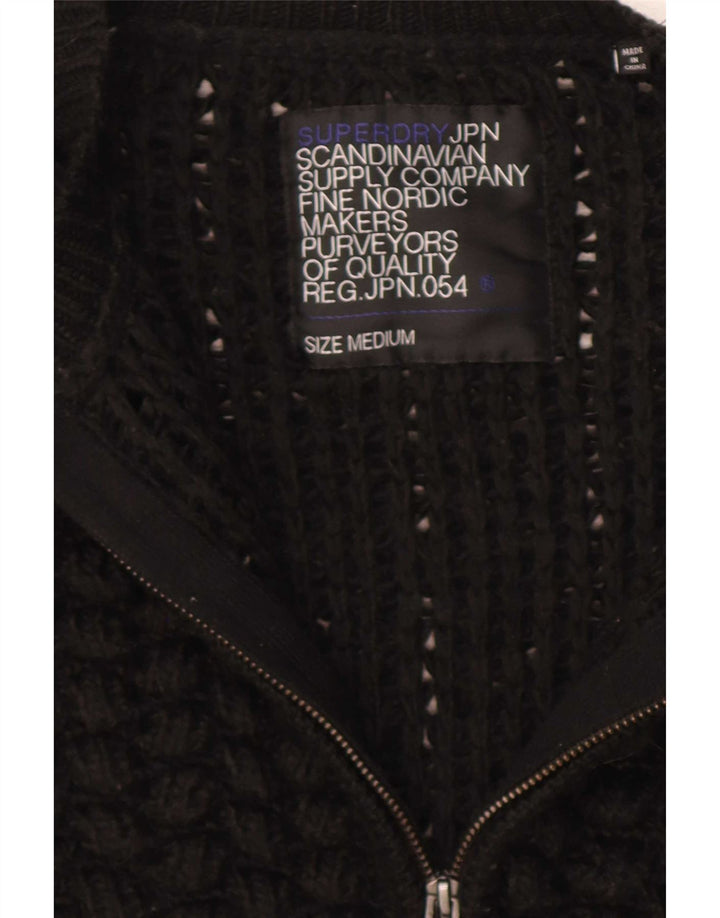 Damski sweter typu Crop Cardigan Superdry UK 14, średni czarny