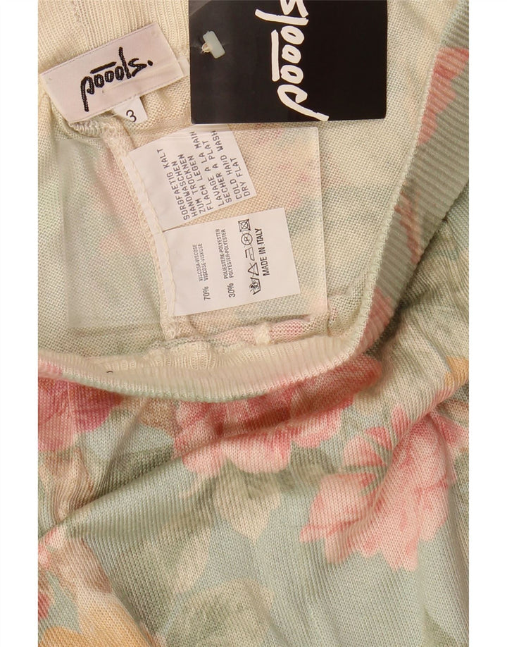 Legginsy damskie Vintage UK 12 Średni niebieski w kwiatowy wzór z wiskozy