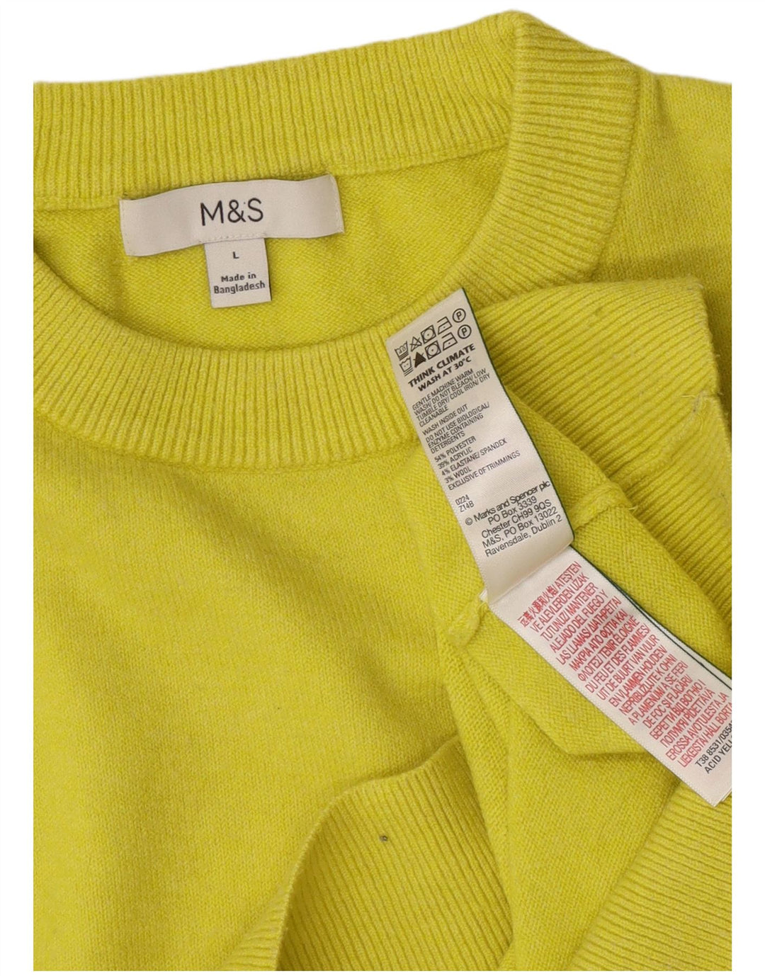 Sweter damski Marks & Spencer z okrągłym dekoltem, UK 16, duży, żółty