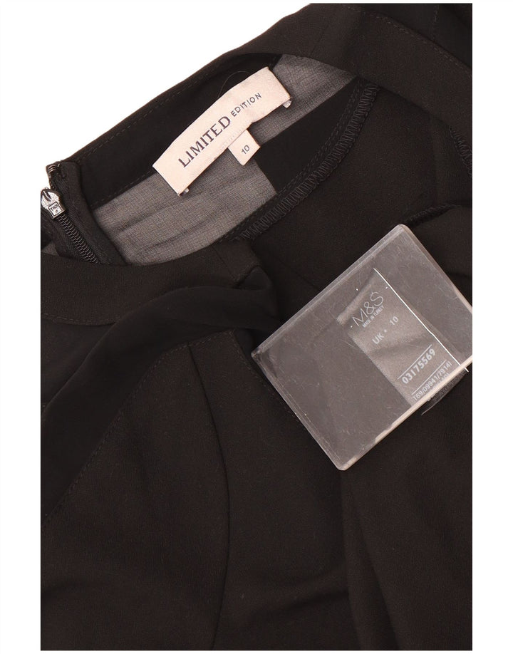 Marks & Spencer Damska sukienka typu shift z rękawem 3/4 UK 10, mała, czarna, z poliestru