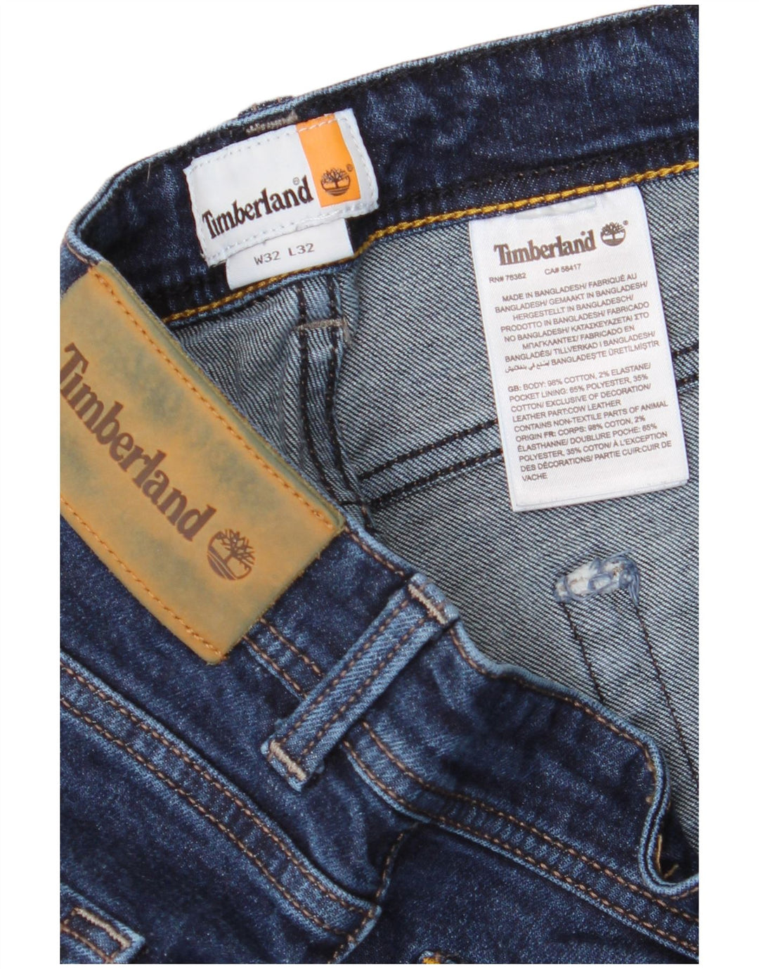 Męskie proste dżinsy Timberland W32 L29 Granatowa bawełna