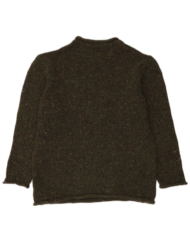 Aran Crafts Męski sweter z dekoltem w łódkę, średnia wełna w kolorze khaki