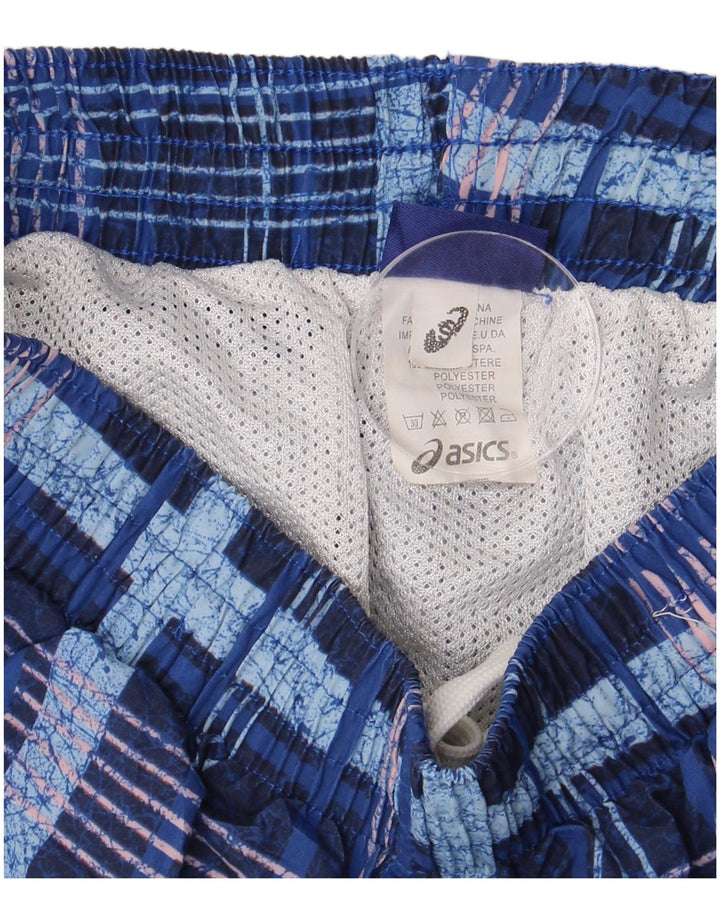 Męskie spodenki kąpielowe ASICS, małe, niebieskie, poliestrowe w kratkę