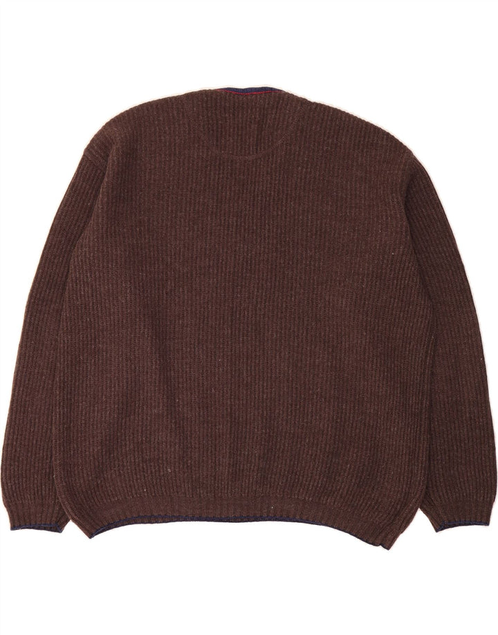 FOXHOUND Mens V-Neck Jumper Sweater 2XL Brown Wool Vintage Foxhound and Second-Hand Foxhound from Messina Hembry 