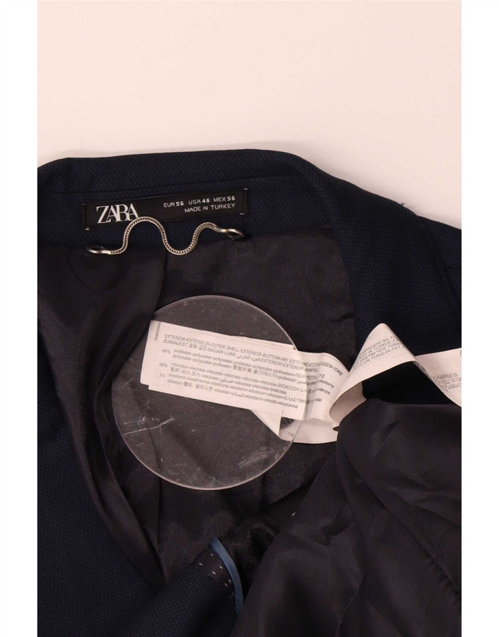 Męska marynarka Zara zapinana na 2 guziki EU 56 XL, granatowa, poliester