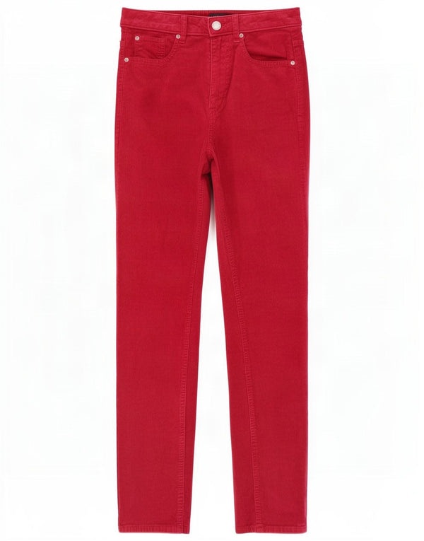 Marks & Spencer Damskie proste sztruksowe spodnie UK 8 Small W26 L29 Czerwone