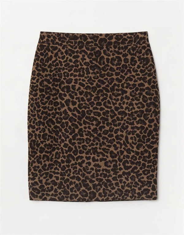 Marks & Spencer Damska prosta spódnica UK 16 Large W34 Beżowy nadruk zwierzęcy