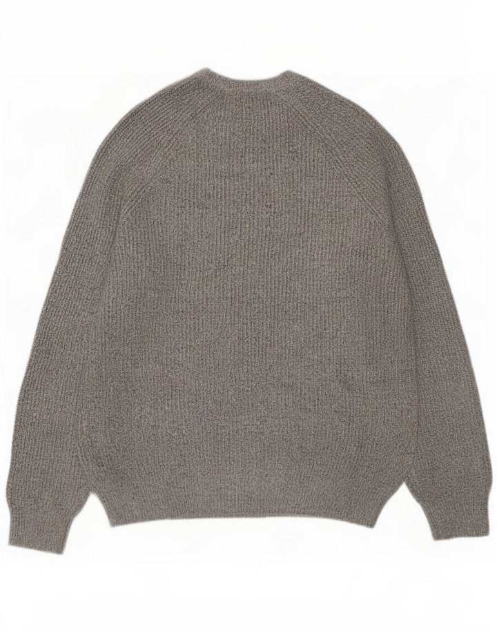Marks & Spencer Męski sweter z okrągłym dekoltem, średnioszary, nakrapiany poliamid