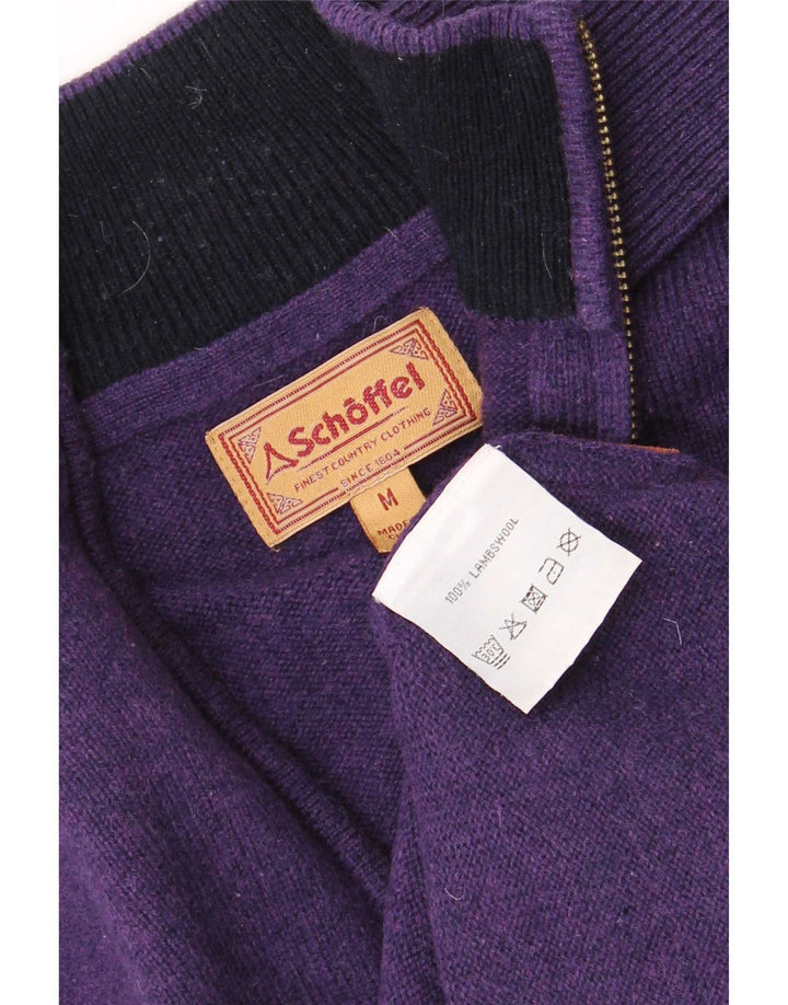 Męski sweter z zamkiem błyskawicznym Schoffel, średni fiolet, wełna owcza