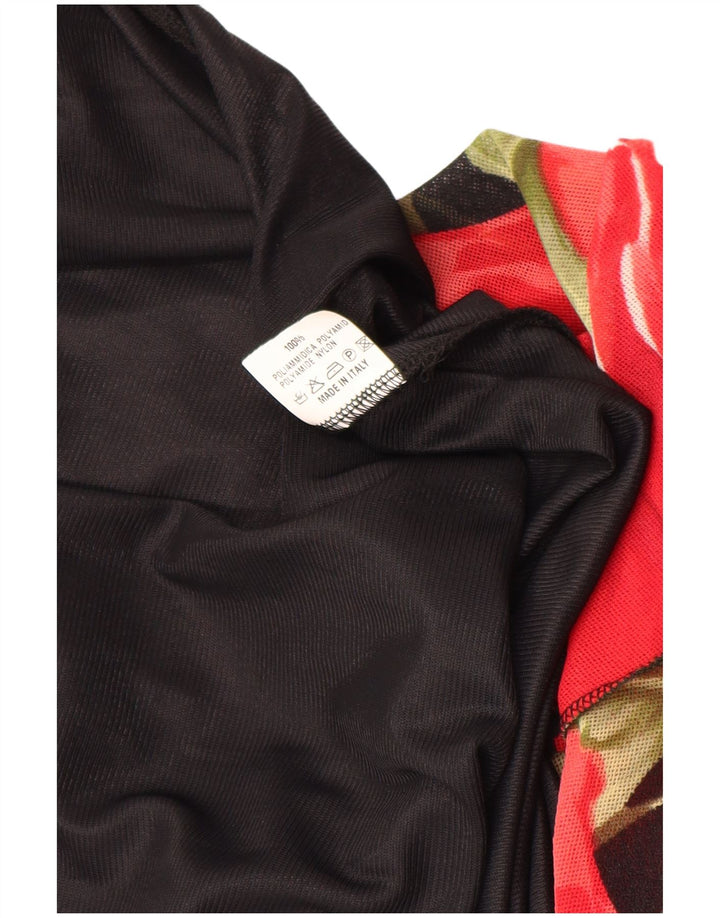 Damska sukienka maxi bez rękawów w stylu VINTAGE UK 12 Średni czarny kwiatowy poliamid