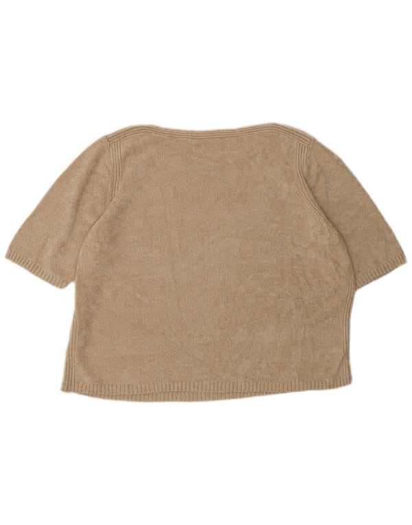 Marks & Spencer Damski sweter z dekoltem w łódkę, UK 22 3XL, beżowy