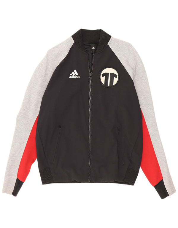 Adidas Męska bluza dresowa z grafiką, średnia czarna, sportowa z blokami kolorów