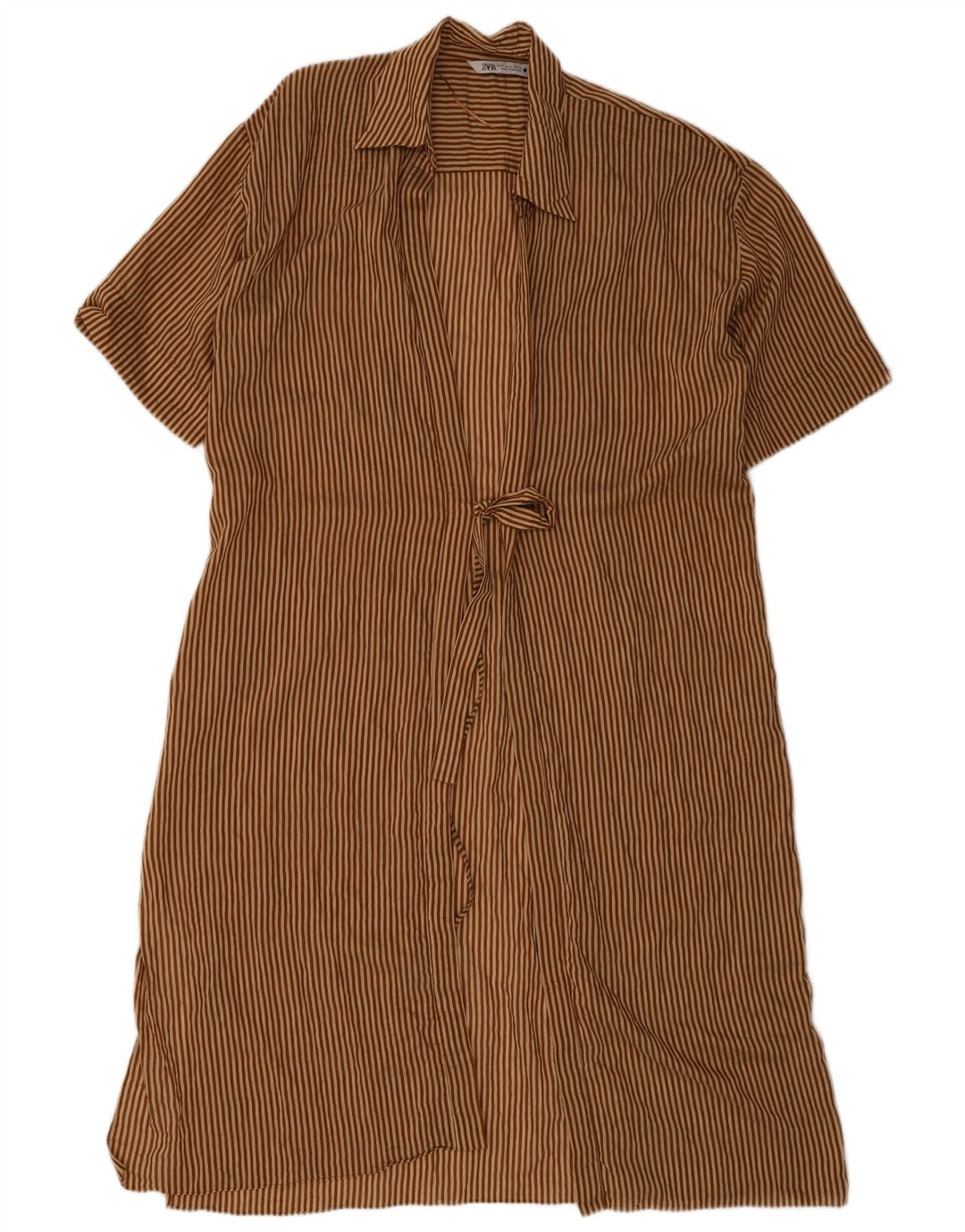 Damska sukienka oversize Zara UK 10 w małe brązowe prążki