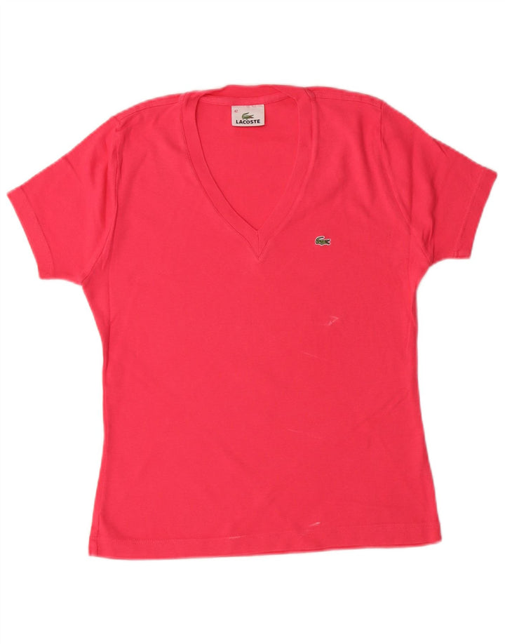 T-shirt damski LACOSTE, rozmiar 42, duży, różowy, bawełniany