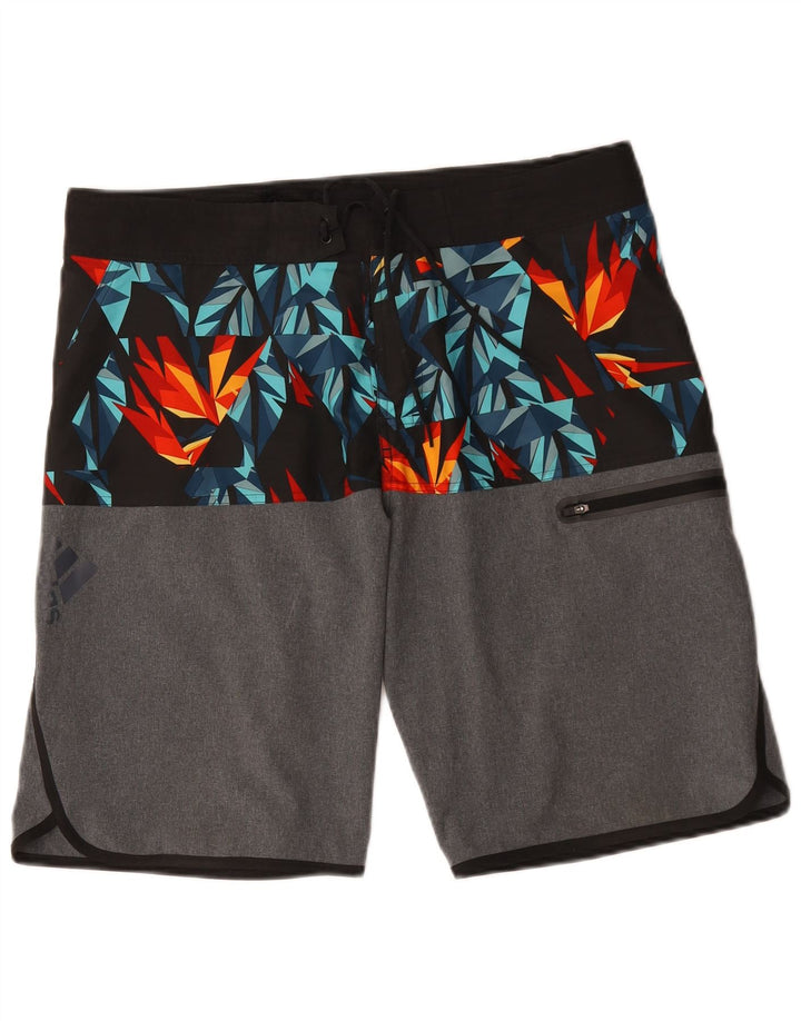 Męskie spodenki kąpielowe Adidas, średnioszare, geometryczne, poliestrowe