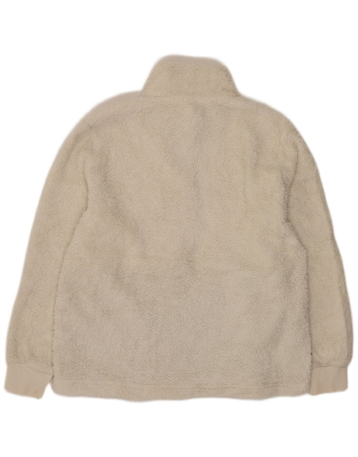 Damski sweter oversize Calvin Klein z polaru UK 14, średni biały, blok kolorów