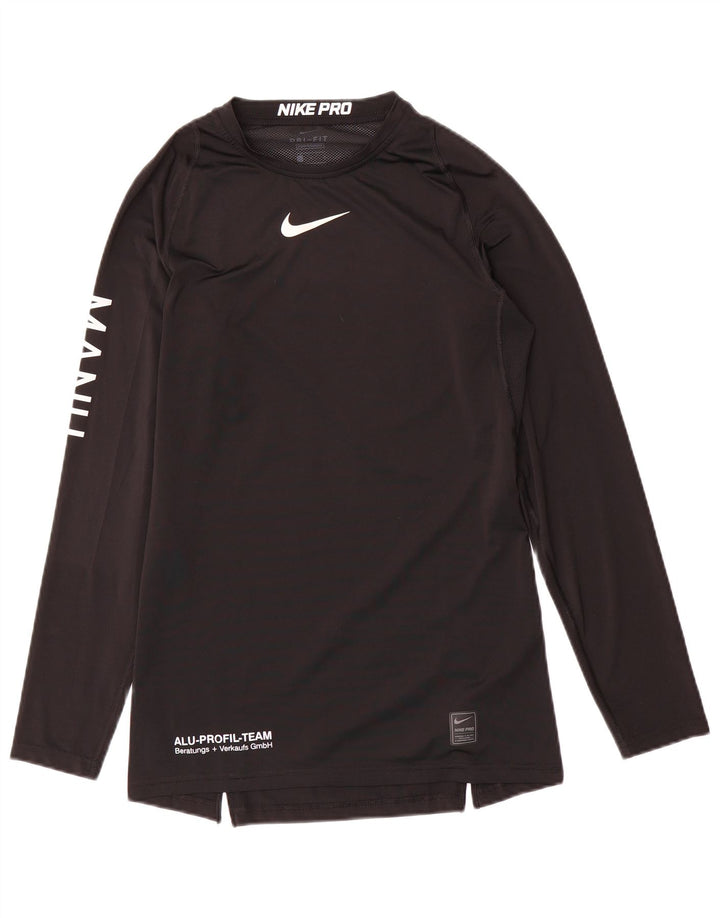 Męska koszulka Nike Dri Fit z grafiką, długim rękawem, dużym czarnym poliestrem